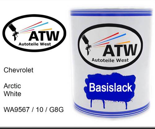 Chevrolet, Arctic White, WA9567 / 10 / G8G: 1L Lackdose, von ATW Autoteile West.